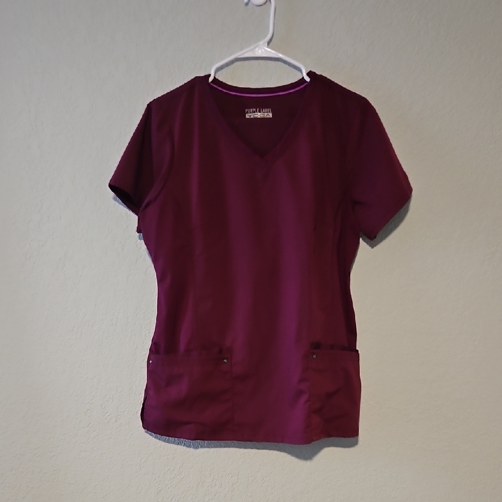Healing Hands Purple Label Scrub Set – Wine, Size L (L Top & M Pants)